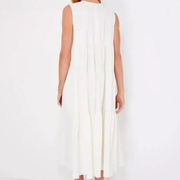 POMANDER PLACE Tuckernuck White Sleeveless Carmen Maxi Dress w Pockets L NWT - Picture 16 of 16